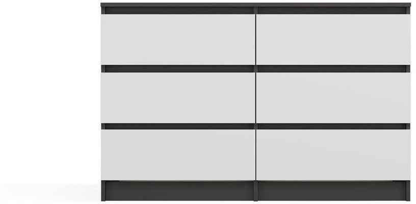 „Top E Shop“ M6 MALWA komoda su 6 stalčiais, 120 cm, antracito/baltos spalvos