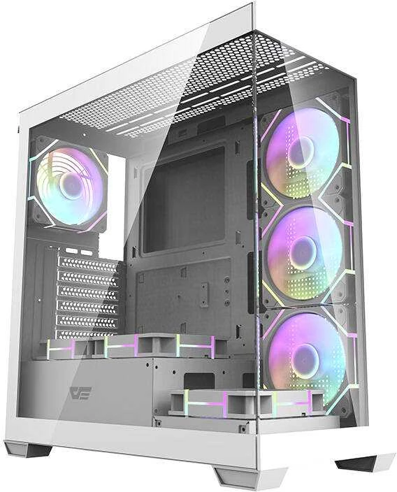 Kompiuterio dėklas Darkflash DS900 (baltas) + 7 ARGB ventiliatoriai