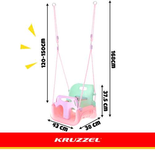 Kruzzel 3-in-1 pastel children's swing