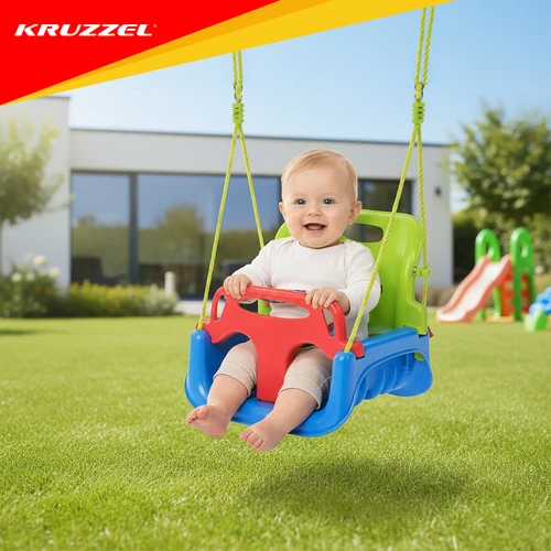 Kruzzel 3-in-1 žalias and mėlynas children's swing