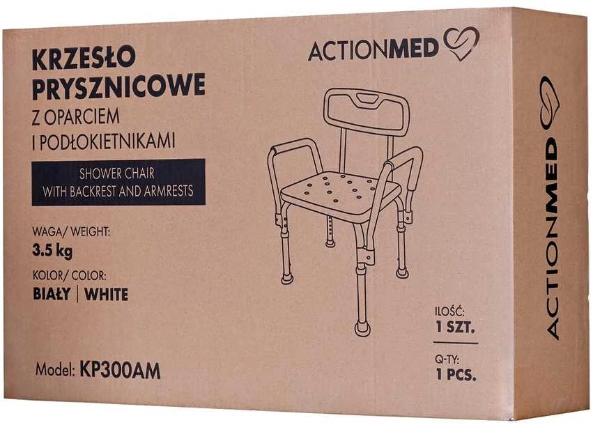 Actionmed Dušo kėdė su atlošu ir porankiais