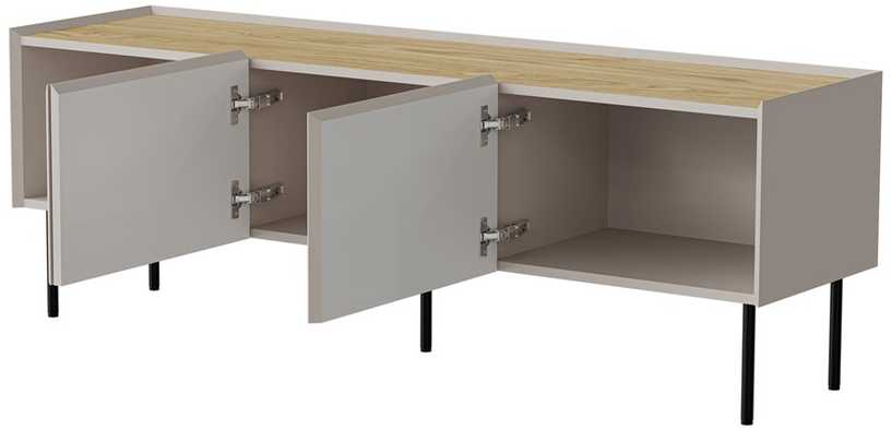 Laikiklis Cama Meble Cama FELLINI TV spintelė 150x40x52 kašmyro + alyvuotas ąžuolo stalviršis