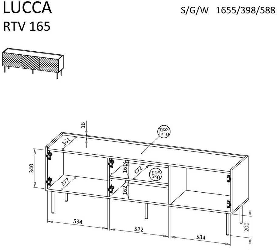 Laikiklis Cama Meble Cama LUCCA 3D TV spintelė 165x40x59 kašmyras