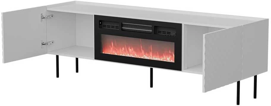Laikiklis Cama Meble Cama LUCCA TV cabinet 180x40x59 baltas + juodas fireplace