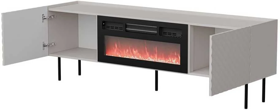 Cama Meble Cama LUCCA TV cabinet 180x40x59 cashmere + juodas fireplace