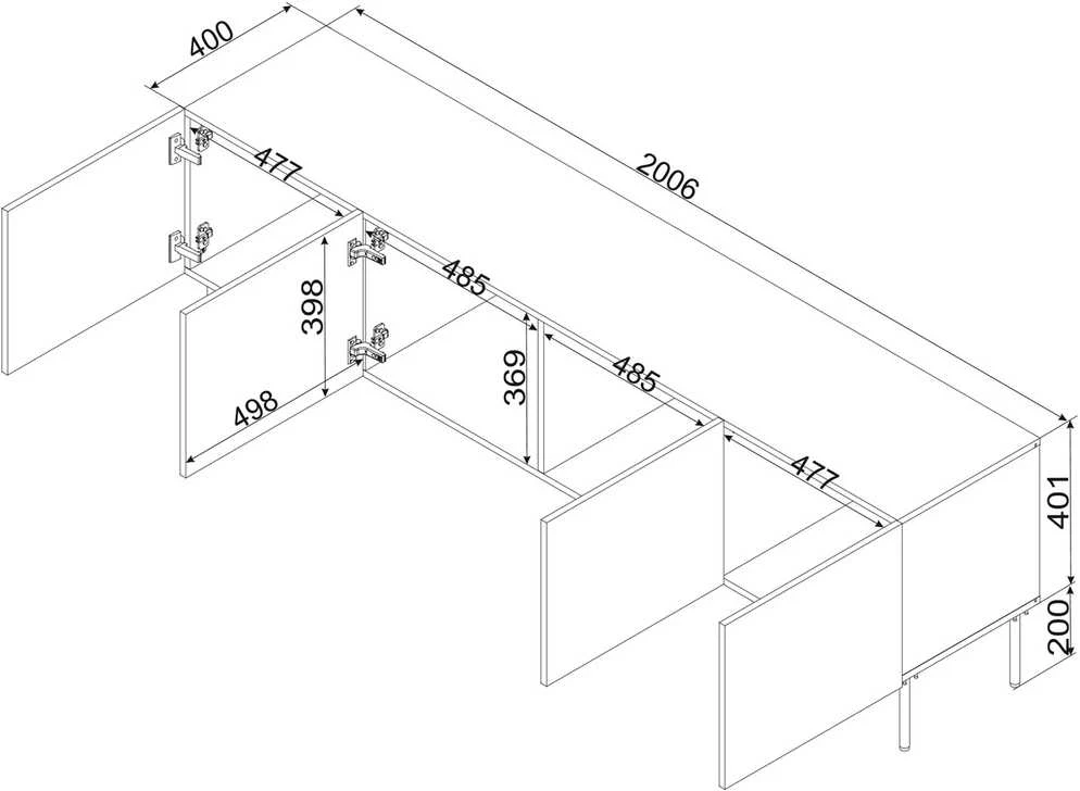 Laikiklis Cama Meble ISLA 200x40x60 kašmyro matinis