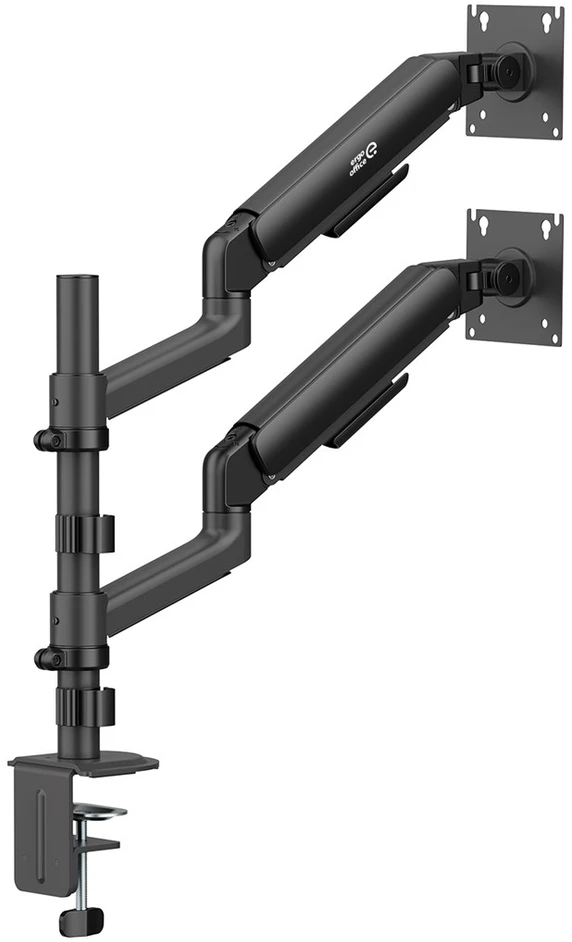 Laikiklis „Ergo Office“ 2 monitorių laikiklis / pakaba, dujinė spyruoklė, 17"-32", 1-10 kg, matinės juodos spalvos, ER-692 B