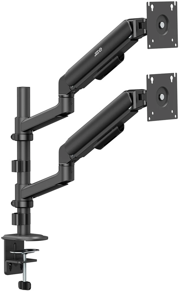 Laikiklis „Ergo Office“ 2 monitorių laikiklis / pakaba, dujinė spyruoklė, 17"-32", 1-10 kg, matinės juodos spalvos, ER-692 B