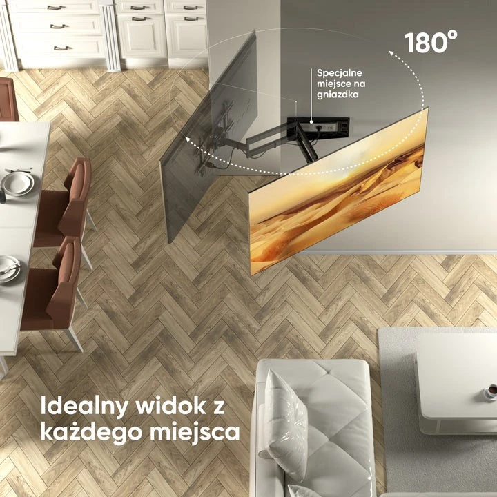 ONKRON pakreipiamas ir pasukamas televizoriaus laikiklis 40"-75" televizoriams, maks. 68 kg, juodas