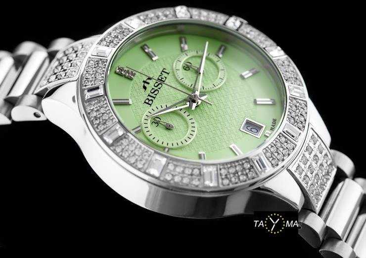 Laikrodis BISSET BSBE18 WOMEN'S WATCH - sidabrinis/žalias (zb547a)