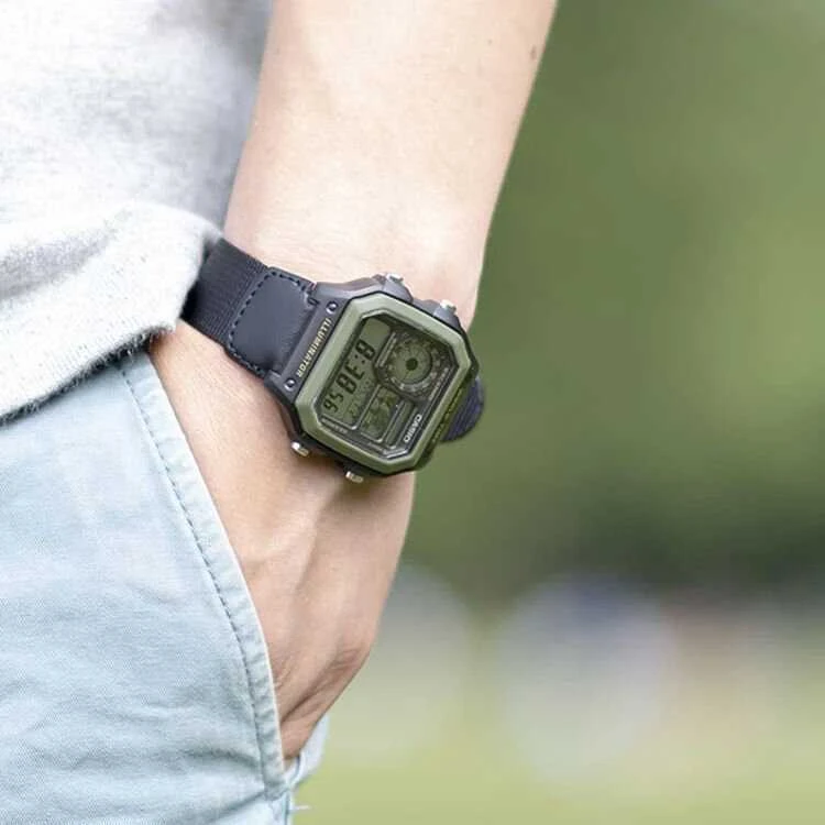 CASIO sportinis vyriškas laikrodis AE-1200WHB-1B + dėžutė (zd146d)
