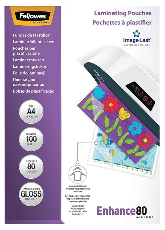 Fellowes Laminavimo vokeliai BERGAI, 80 mic, A4, 100 vnt.