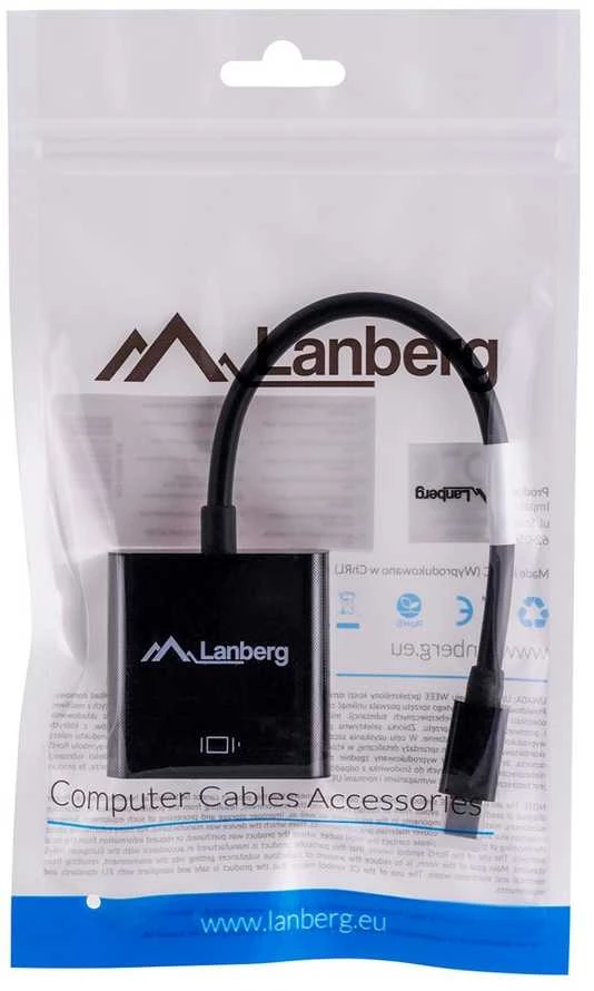 LANBERG AD-0006-BK adapteris mini Displayport M ->VGA F laidas
