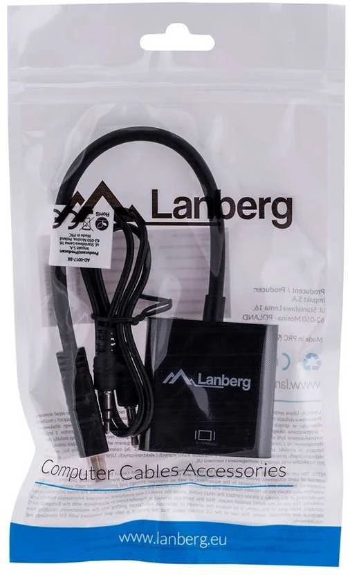 LANBERG AD-0017-BK adapteris HDMI-A M ->VGA F su garso kabeliu