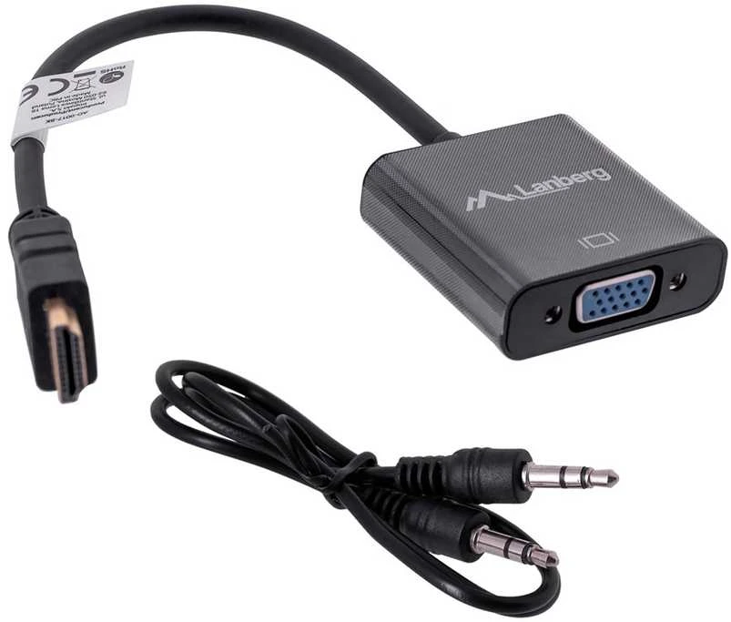 LANBERG AD-0017-BK adapteris HDMI-A M ->VGA F su garso kabeliu