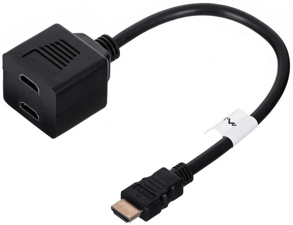 LANBERG AD-0019-BK adapter HDMI-AM->HDMI-AF x2 splitter 20cm