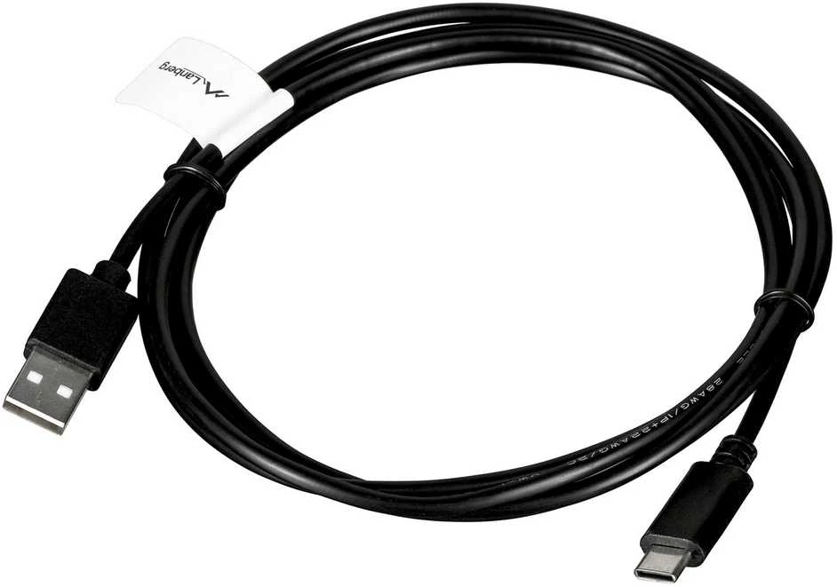 LANBERG CA-USBO-20CU-0018-BK laidas USB-C M A M 2.0 QC 3.0 1.8m Juodas