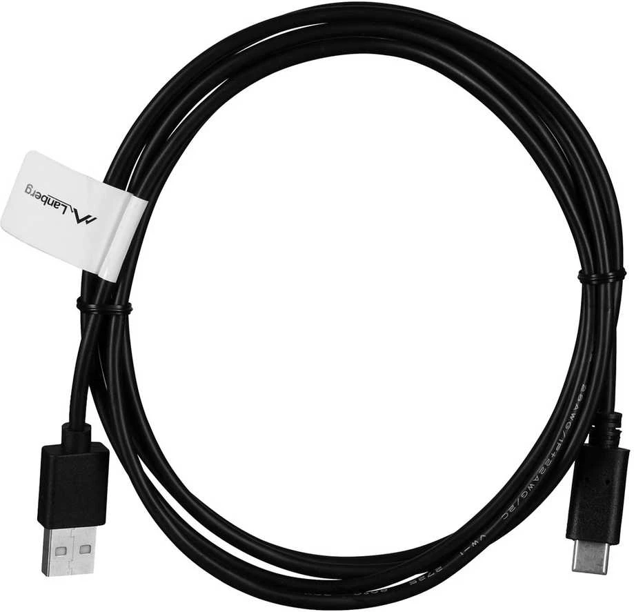 LANBERG CA-USBO-20CU-0018-BK laidas USB-C M A M 2.0 QC 3.0 1.8m Juodas
