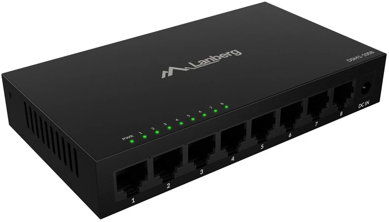 Šakotuvas Lanberg DSM1-1008 tinklo komutatorius Nevaldomas Gigabit Ethernet (10/100/1000) Stalinis Juodas