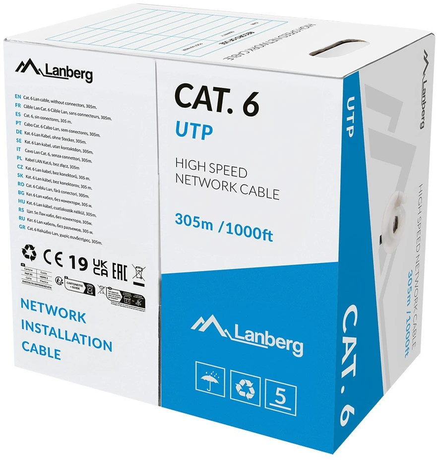 Lanberg LCU6L-11CU-0305-S networking cable Pilkas 305 m Cat6 U/UTP (UTP) Round