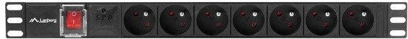 LANBERG PDU-07E-0200-BK PDU 1U 16A 7 rozetės prancūziškas 2m Juodas