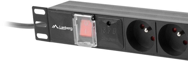 LANBERG PDU-07E-0200-BK PDU 1U 16A 7 rozetės prancūziškas 2m Juodas