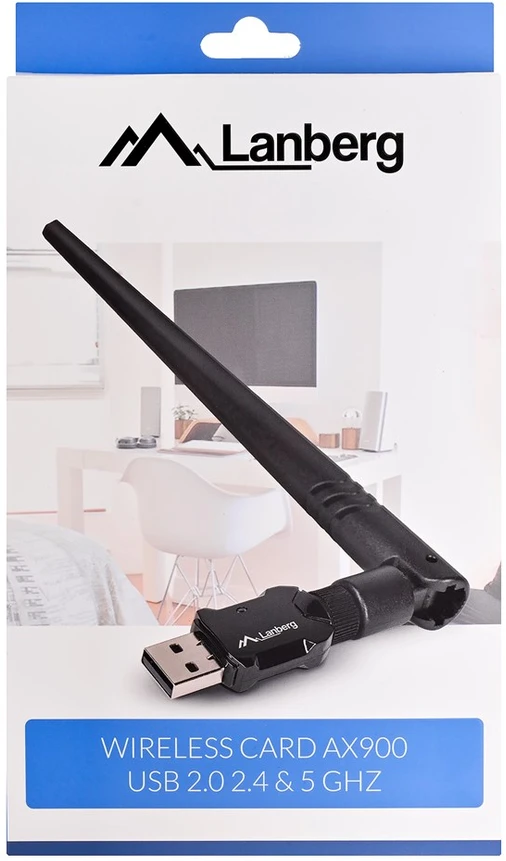 Maršrutizatorius Lanberg USB adapteris belaidžio tinklo plokštė NC-0900-WIE USB 2.0 dviejų dažnių AX900 1X išorinė antena