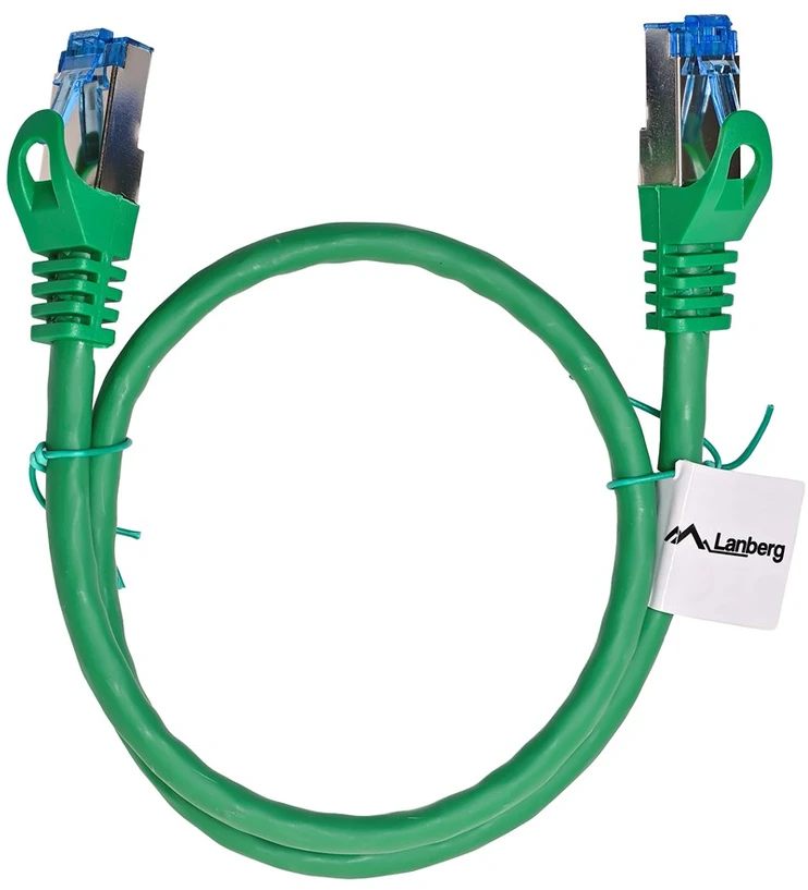 LANBERG patchcord cat.6A FTP LSZH CCA 0.5m žalias
