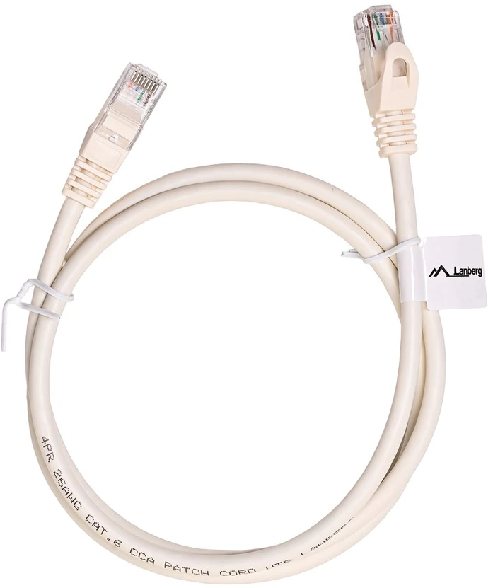 LANBERG patchcord kat.6 1m baltas
