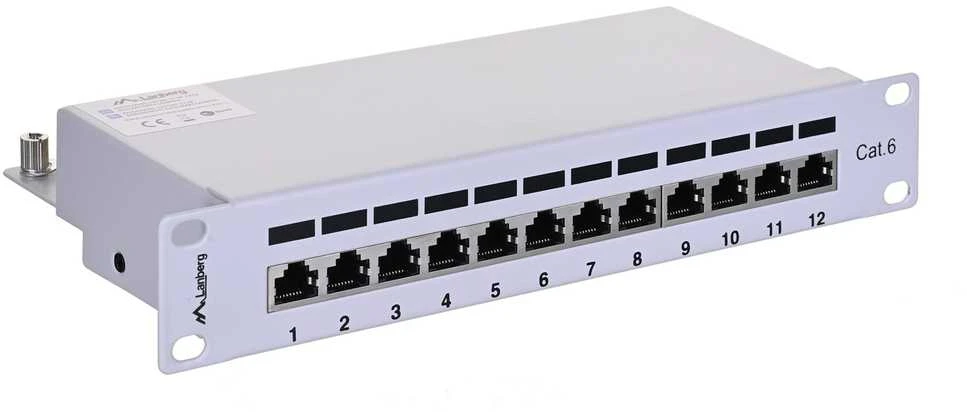 LANBERG PPF6-9012-S Lanberg Patch Panel 10, 12 port 1U, cat.6, pilkas