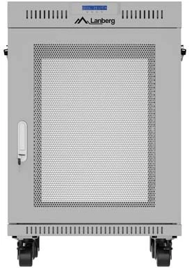 19" 15U 600 × 800 Pilkas FLOOR-STANDING RACK CABINET WITH PERFORATED DOOR AND LCD, LANBERG (FLAT PACK)