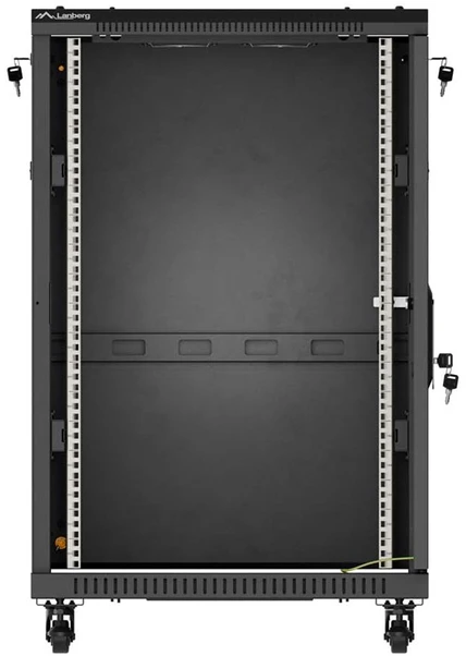 19" 18U 600 × 600 Juodas FLOOR-STANDING RACK CABINET WITH GLASS DOOR, LANBERG (FLAT PACK)