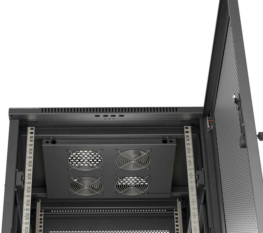 19" 18U 600 × 600 Juodas FLOOR-STANDING RACK CABINET WITH PERFORATED DOOR, LANBERG (FLAT PACK)