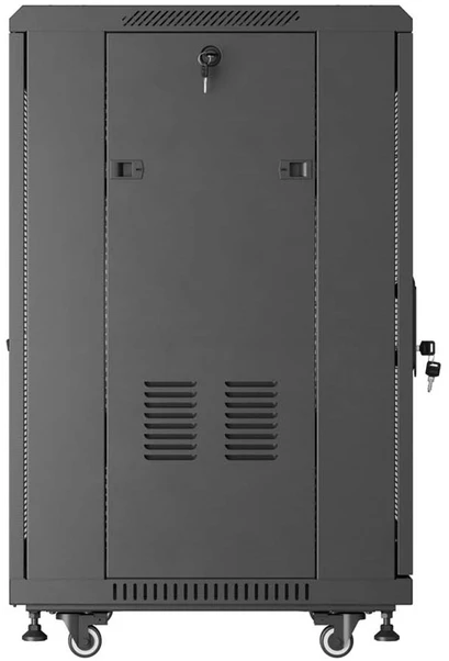 19" 18U 600 × 600 Juodas FLOOR-STANDING RACK CABINET WITH PERFORATED DOOR, LANBERG (FLAT PACK)