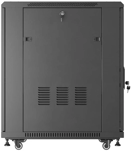 19" 18U 600 × 800 Juodas FLOOR-STANDING RACK CABINET WITH GLASS DOOR, LANBERG (FLAT PACK)