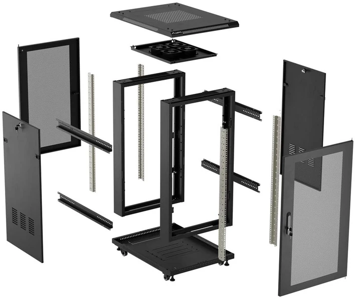 19" 18U 600 × 800 Juodas FLOOR-STANDING RACK CABINET WITH PERFORATED DOOR, LANBERG (FLAT PACK)