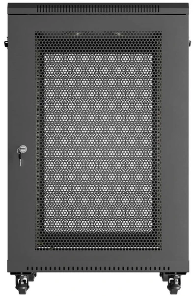 19" 18U 600 × 800 Juodas FLOOR-STANDING RACK CABINET WITH PERFORATED DOOR, LANBERG (FLAT PACK)