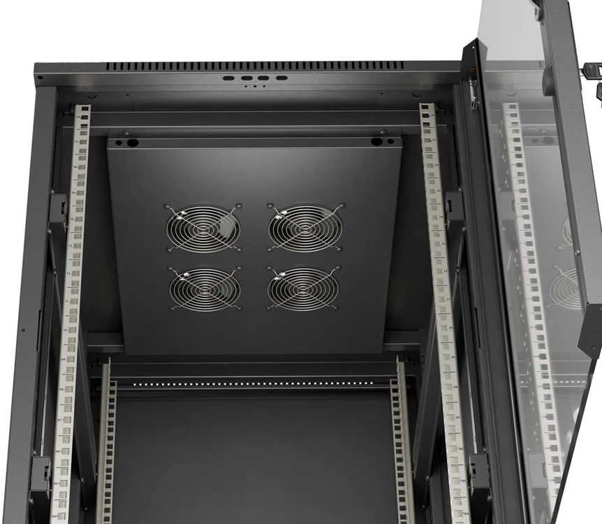 19" 18U 600 × 800 Juodas FLOOR-STANDING RACK CABINET WITH GLASS DOOR, LANBERG (FLAT PACK)