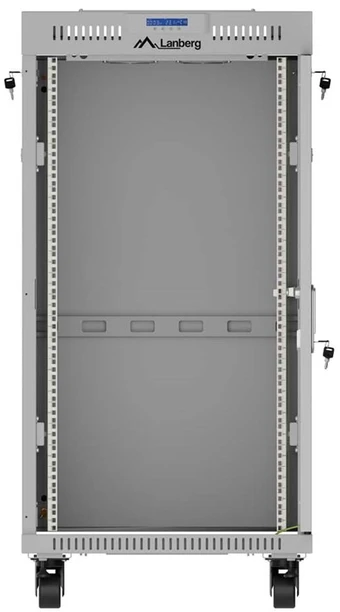 19" 22U 600 × 600 Pilkas FLOOR-STANDING RACK CABINET WITH GLASS DOOR AND LCD, LANBERG (FLAT PACK)