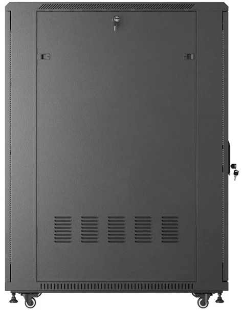 19" 27U 600 × 1000 Juodas FLOOR-STANDING RACK CABINET WITH PERFORATED DOOR, LANBERG (FLAT PACK)