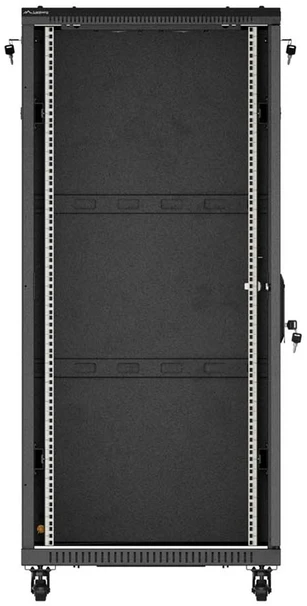 19" 27U 600 × 1000 Juodas FLOOR-STANDING RACK CABINET WITH GLASS DOOR, LANBERG (FLAT PACK)