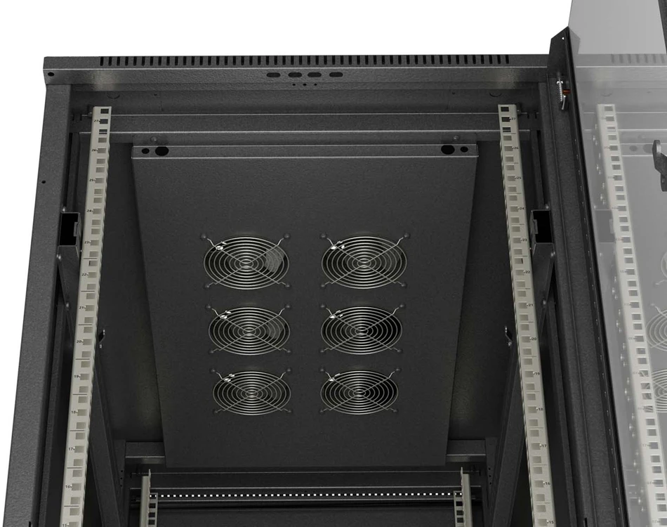 19" 27U 600 × 1000 Juodas FLOOR-STANDING RACK CABINET WITH GLASS DOOR, LANBERG (FLAT PACK)