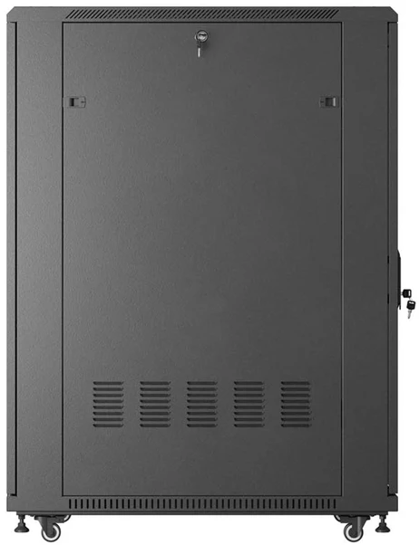 19" 27U 600 × 1000 Juodas FLOOR-STANDING RACK CABINET WITH GLASS DOOR, LANBERG (FLAT PACK)