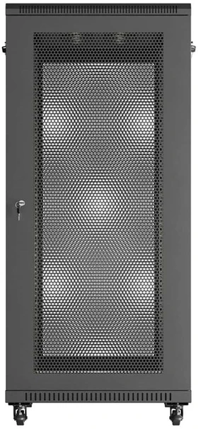 19" 27U 600 × 1000 Juodas FLOOR-STANDING RACK CABINET WITH PERFORATED DOOR, LANBERG (FLAT PACK)