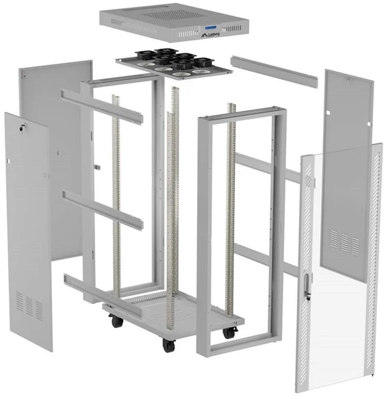 19" 42U 600 × 1000 Pilkas FLOOR-STANDING RACK CABINET WITH GLASS DOOR AND LCD, LANBERG (FLAT PACK)