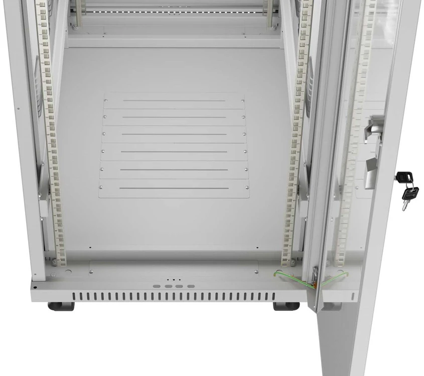 19" 42U 600 × 1000 Pilkas FLOOR-STANDING RACK CABINET WITH GLASS DOOR AND LCD, LANBERG (FLAT PACK)