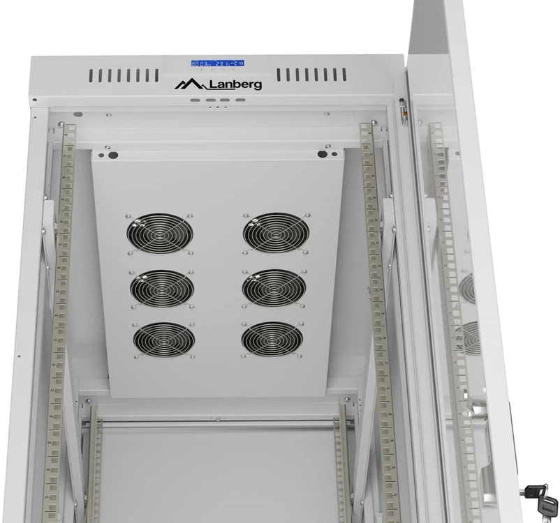 19" 42U 600 × 1000 Pilkas FLOOR-STANDING RACK CABINET WITH GLASS DOOR AND LCD, LANBERG (FLAT PACK)