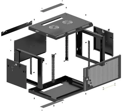 Lanberg WF01-6612-23B rack spintelė 12U prie sienos montuojama lentyna Juodas