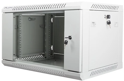 Spintelė rakinama, vienos sekcijos Lanberg WF01-6406-10S (6U, 368mm / 600mm / 450 mm, pakabinama, Stiklas, 19', pilka spalva)