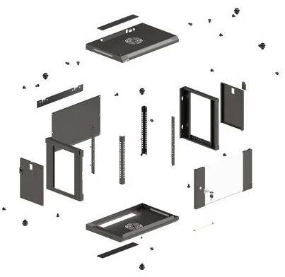 Lanberg prie sienos montuojama rack spintelė 19" 6U 540x350 juodos stiklinės durys